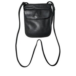 Vintage Fossil Black Leather Small Crossbody Bag Purse Supple Luxury Classic
